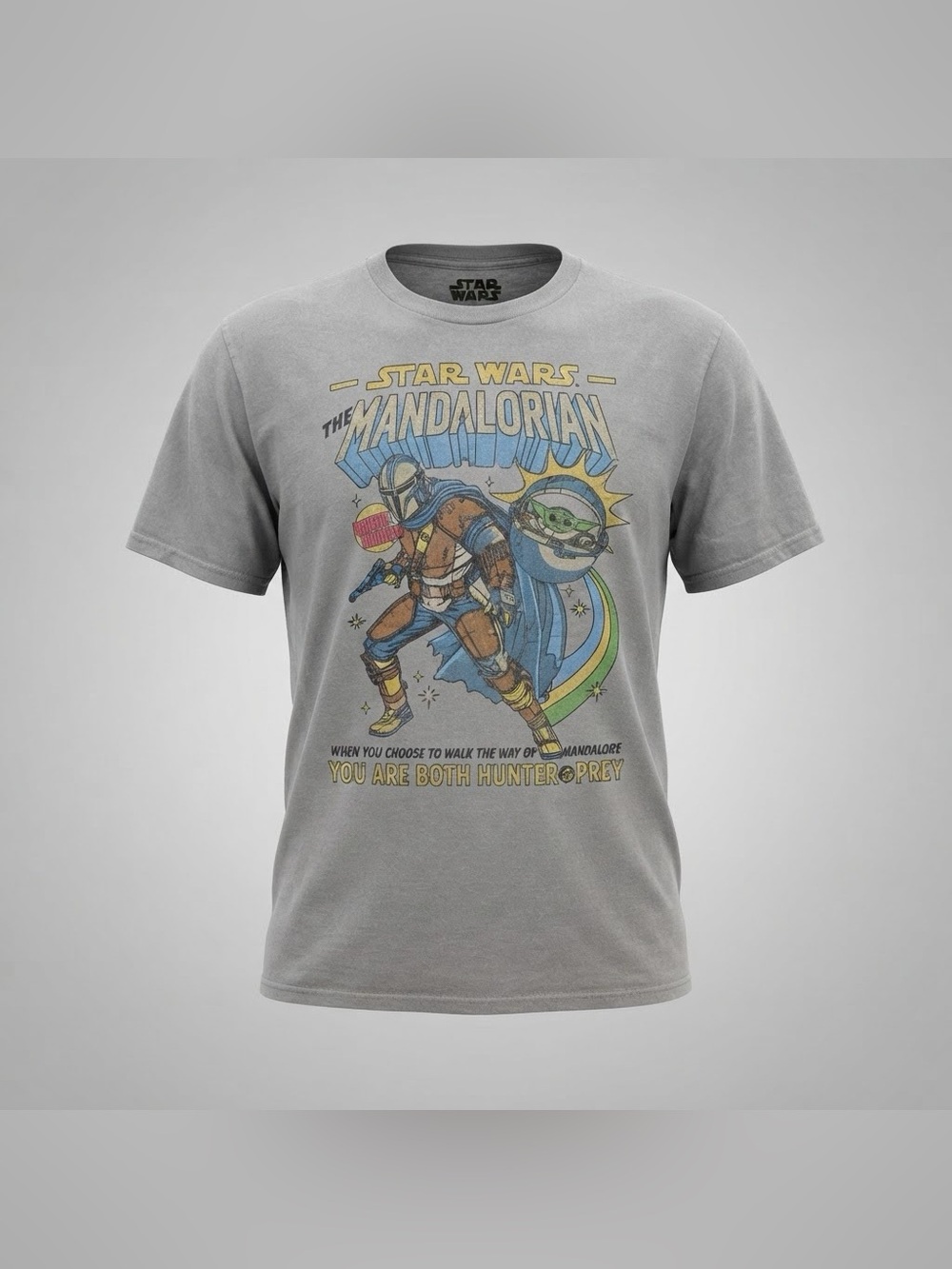 Star Wars The Mandalorian Grogu Vintage Style Graphic Tee Gray XL
